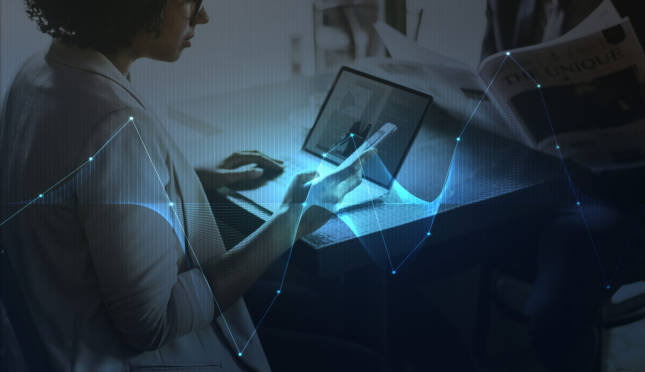 Businesswoman networking using digital devices Businesswoman networking using digital devices